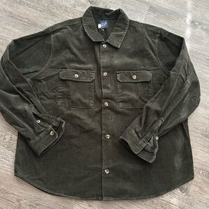 Gap green corduroy button up shirt sz xl